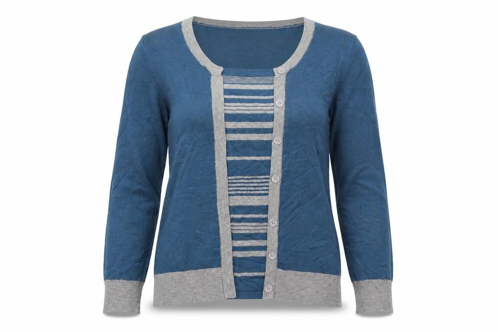 alexara Womens Blue   Pullover Jumper Size M  - jumper with over cardigan detail