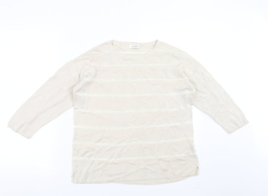 Marks and Spencer Womens Beige Striped  Pullover Jumper Size 12