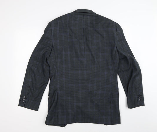 Marks and Spencer Mens Blue Check  Jacket Suit Jacket Size 38