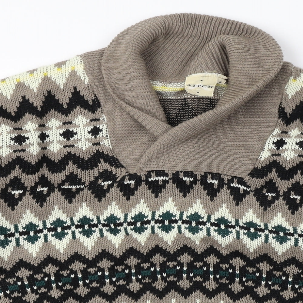 Aitch  Womens Brown Herringbone  Pullover Jumper Size M
