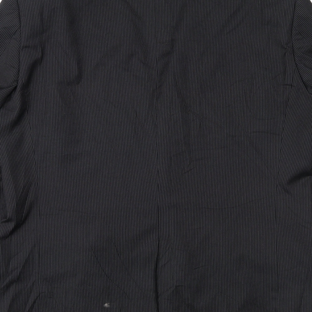 H&M Mens Black Striped  Jacket Suit Jacket Size 42