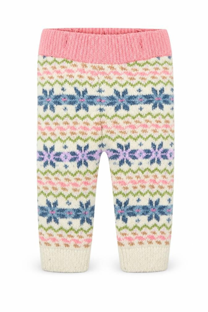 Front view of Marks & Spencer Baby Beige Geometric Capri Trousers, size 3-6, Months