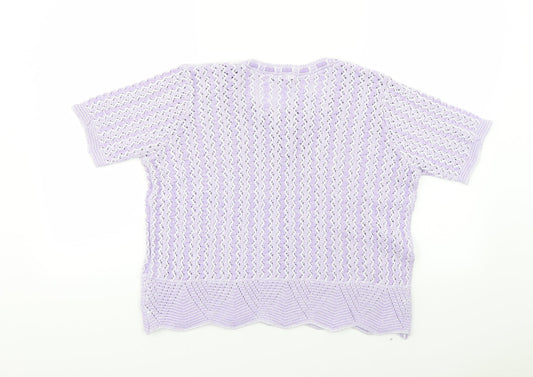 prauna Womens Purple Striped  Pullover Jumper Size S