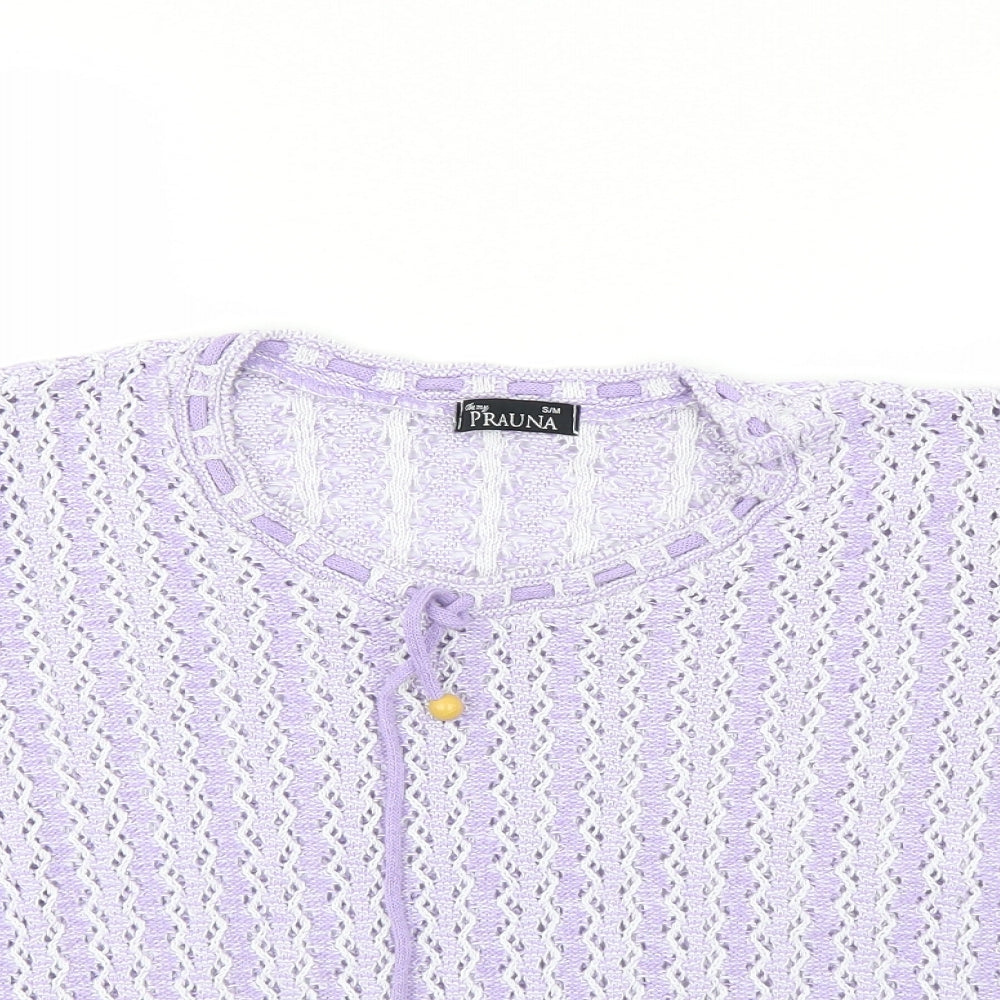 prauna Womens Purple Striped  Pullover Jumper Size S