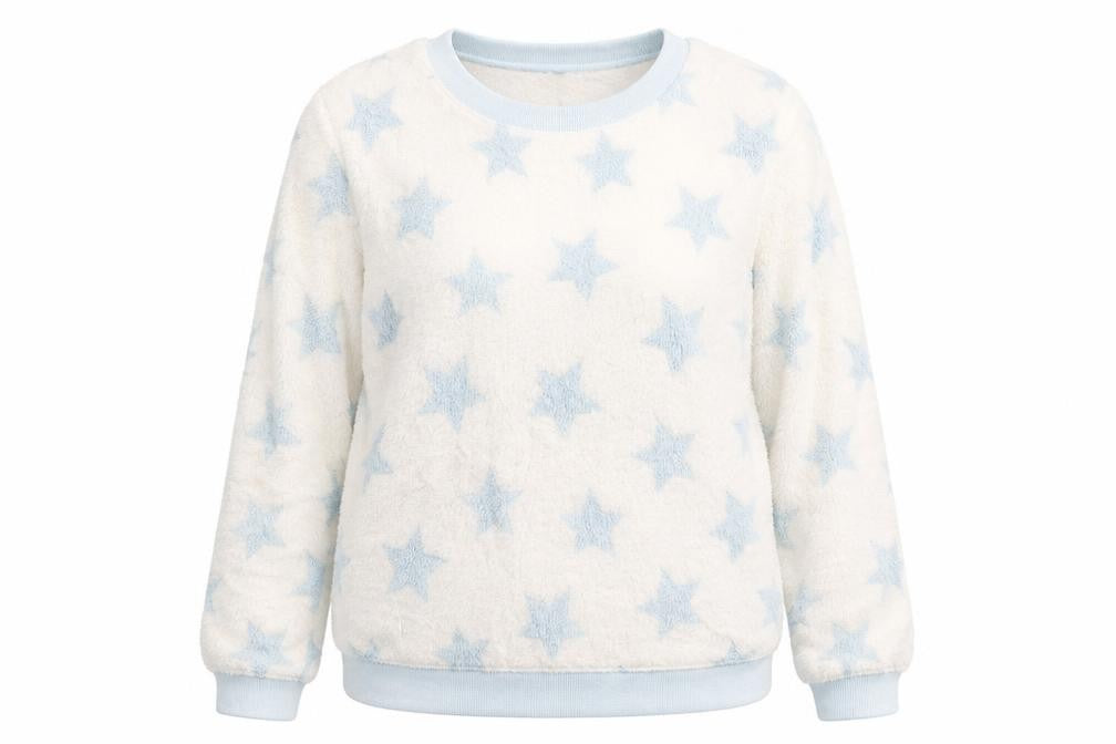 Love To Lounge Womens White Solid  Top Pyjama Top Size M  - stars