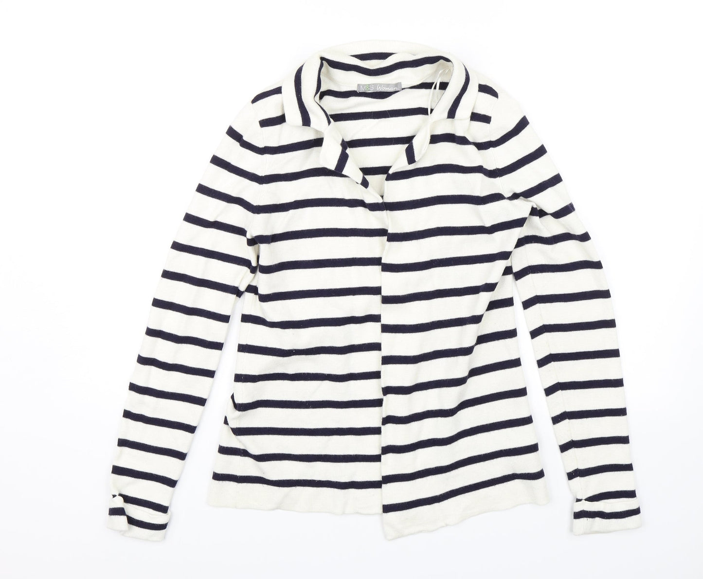 M&S Womens White Striped  Jacket  Size 10