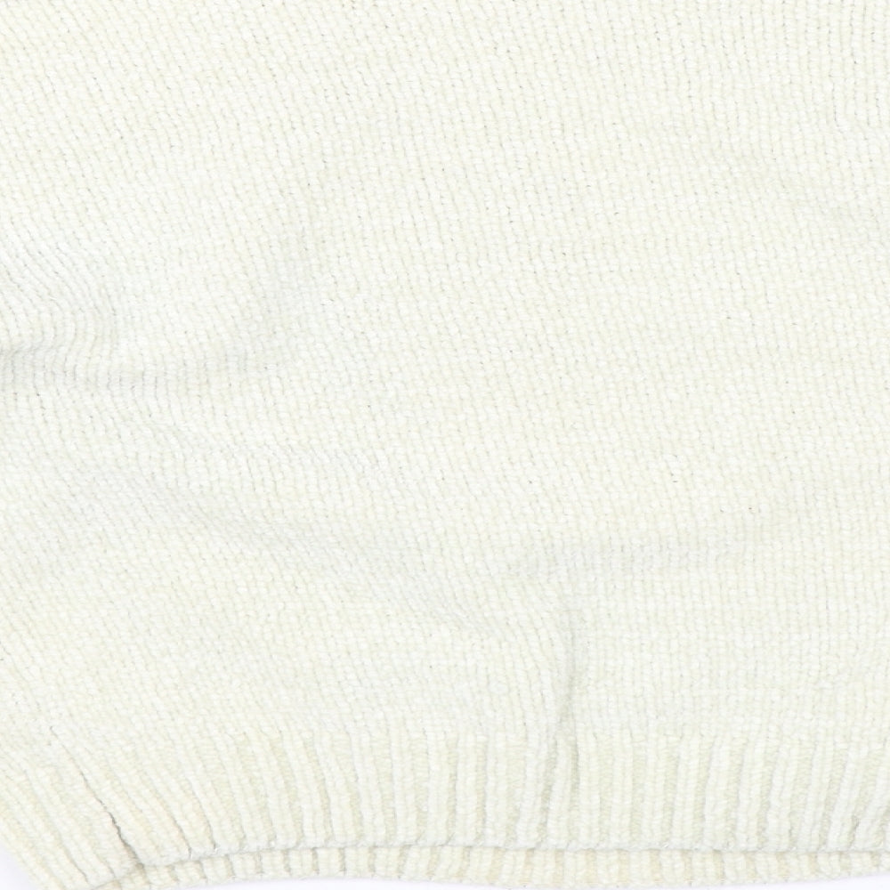 Alya Womens White Floral  Pullover Jumper Size M
