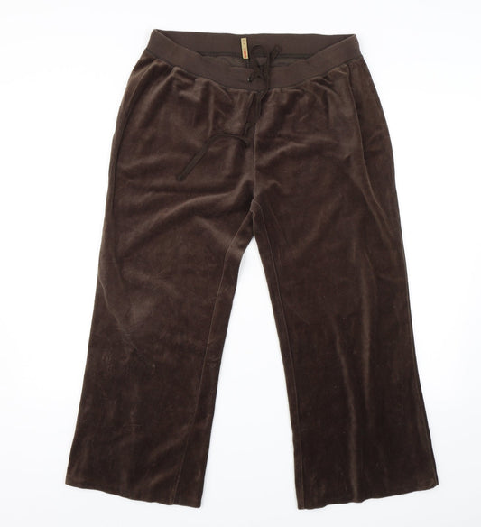 Denim & Co. Womens Brown   Sweatpants Trousers Size 18 L22 in