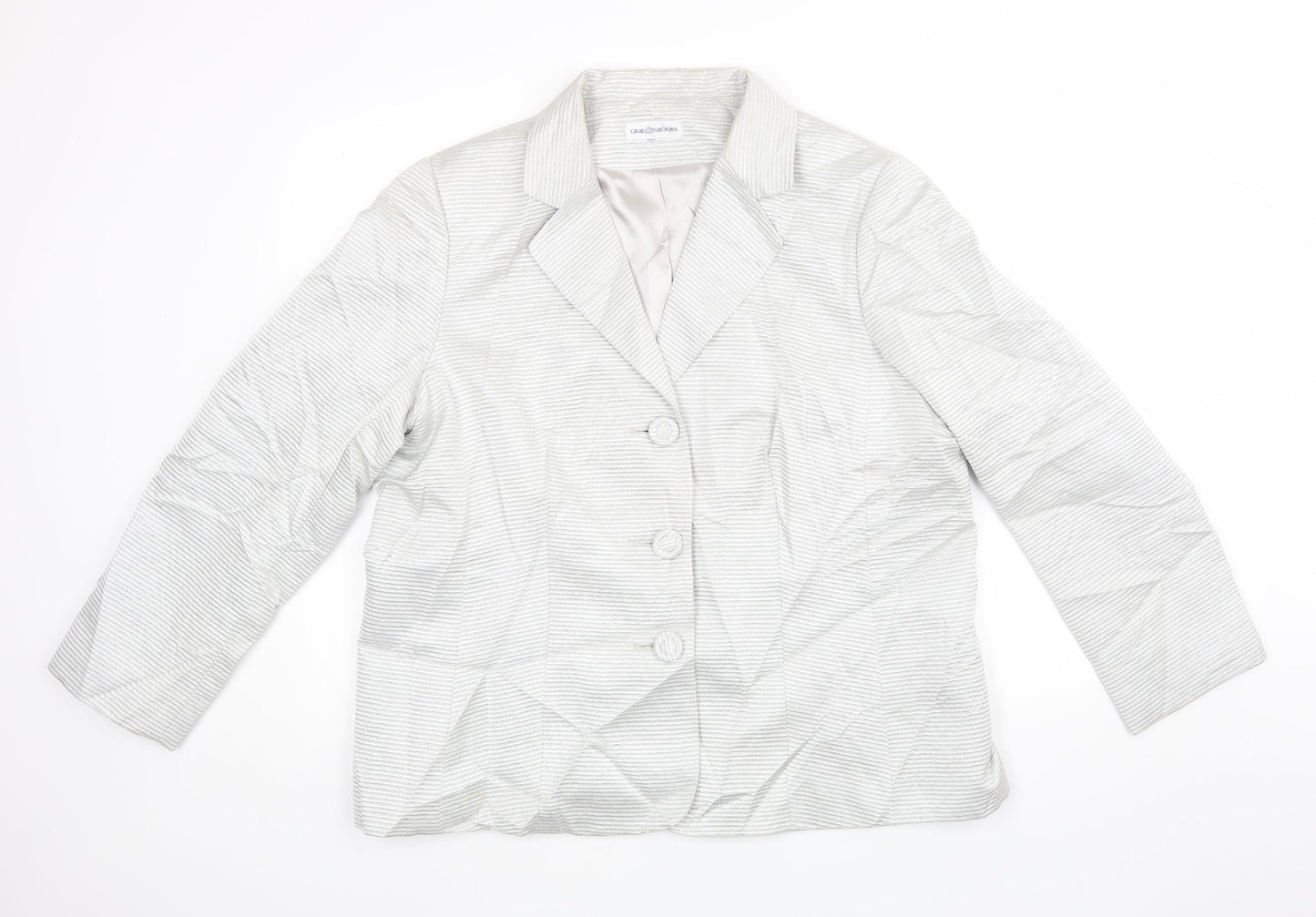 Gray & Osbourne Womens Silver Striped  Jacket Blazer