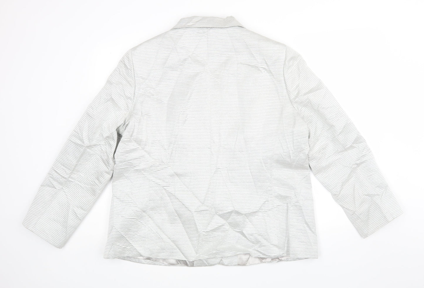 Gray & Osbourne Womens Silver Striped  Jacket Blazer