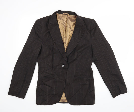 Nrxt Womens Brown Striped  Jacket Blazer Size 12