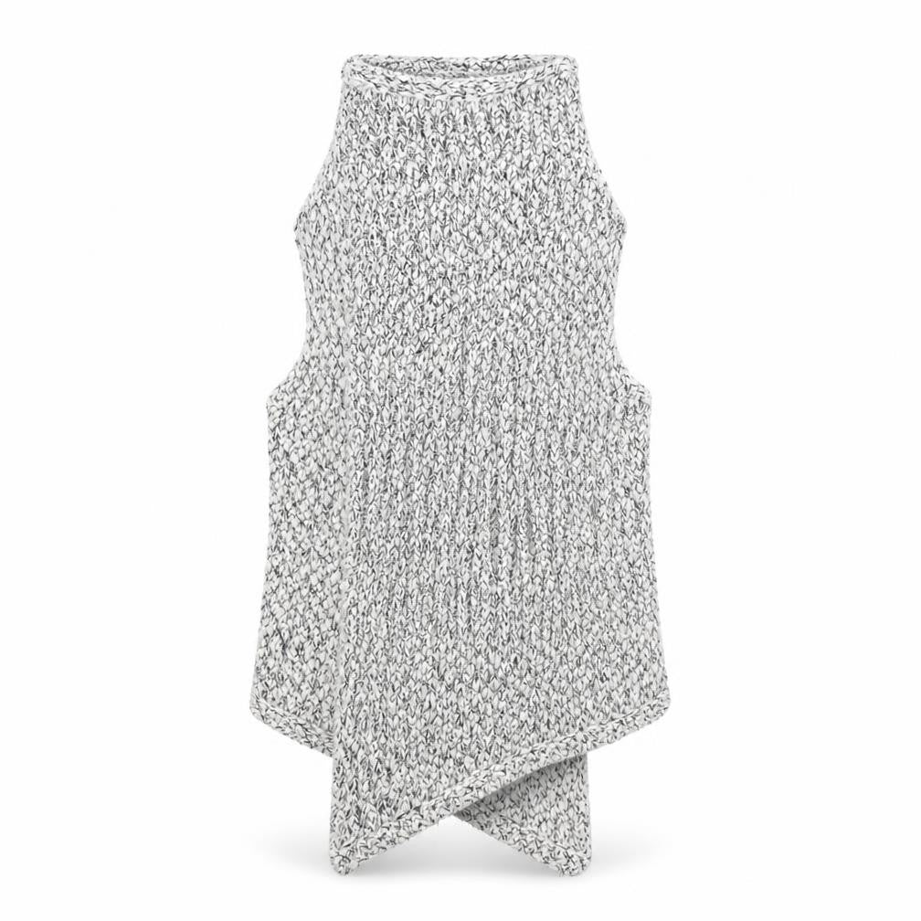 Front view of M&Co girls’ white knit jacket coatigan, size 11-12, years