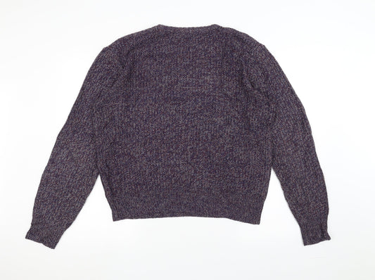 Cedar Wood State Mens Purple  Knit Pullover Jumper Size L