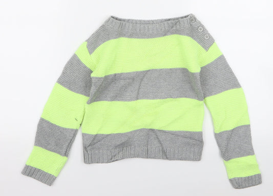 Gap Girls Green Striped  Pullover Jumper Size 6 Years