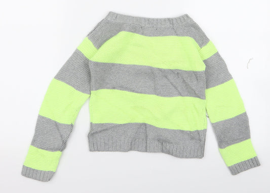 Gap Girls Green Striped  Pullover Jumper Size 6 Years