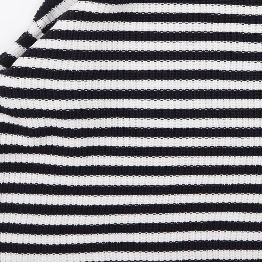 m&s Womens White Striped  Pullover Jumper Size M