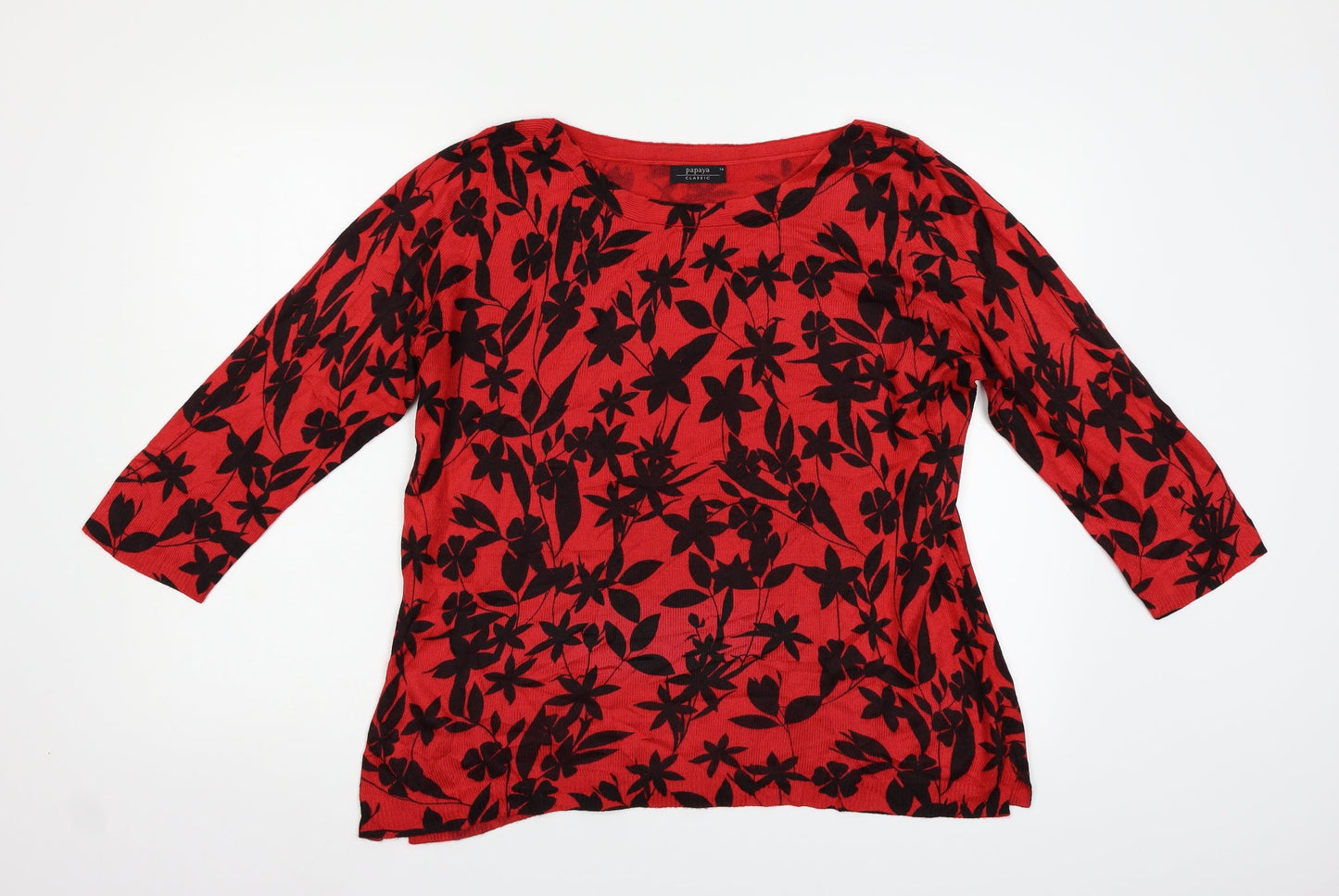 Papaya Womens Red Floral  Pullover Jumper Size 14