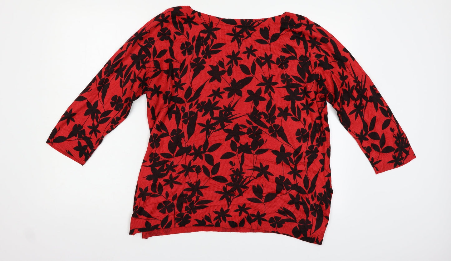 Papaya Womens Red Floral  Pullover Jumper Size 14
