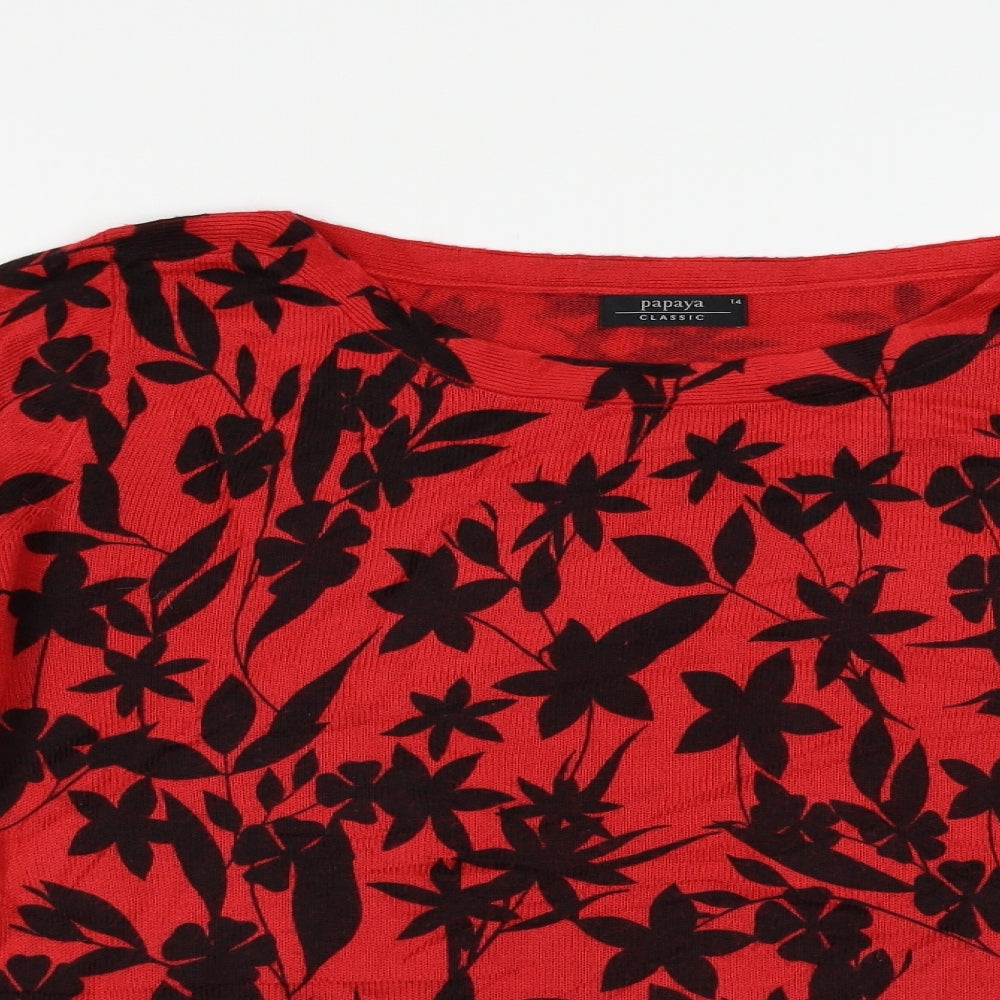Papaya Womens Red Floral  Pullover Jumper Size 14