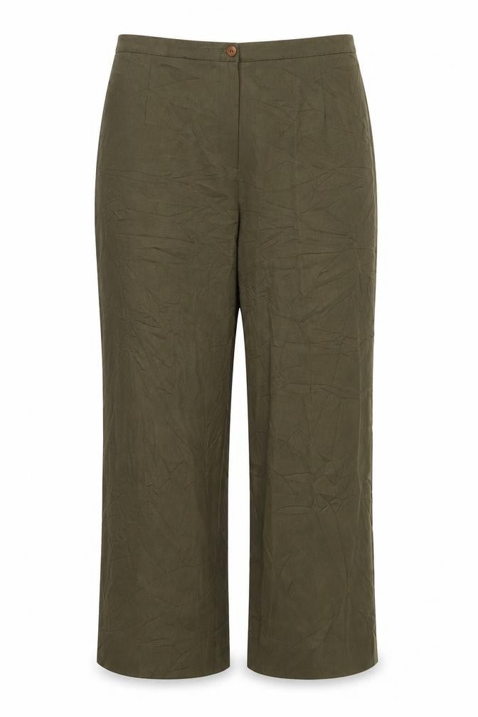 Front view of Paul Seperates women’s green trousers, size UK 20, 27-inch leg