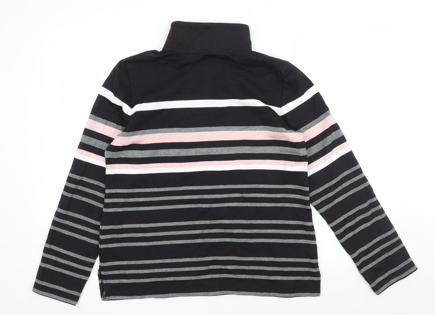 Croft & Barrow Womens Black Striped Jersey Pullover Sweatshirt Size M