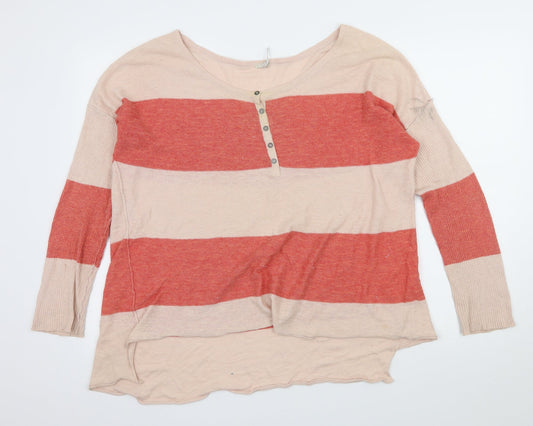 FP Beach Womens Pink Striped Knit Pullover Jumper Size S