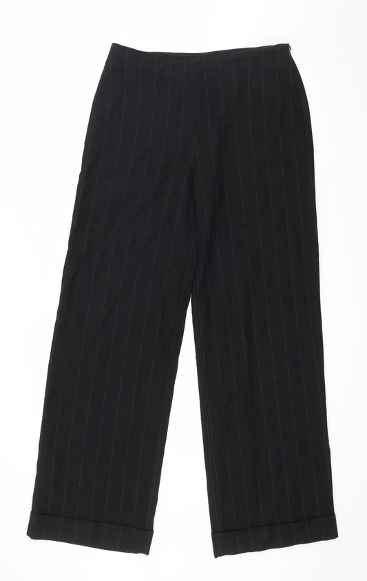 NEXT Womens Black Striped  Trousers  Size 12 L30 in