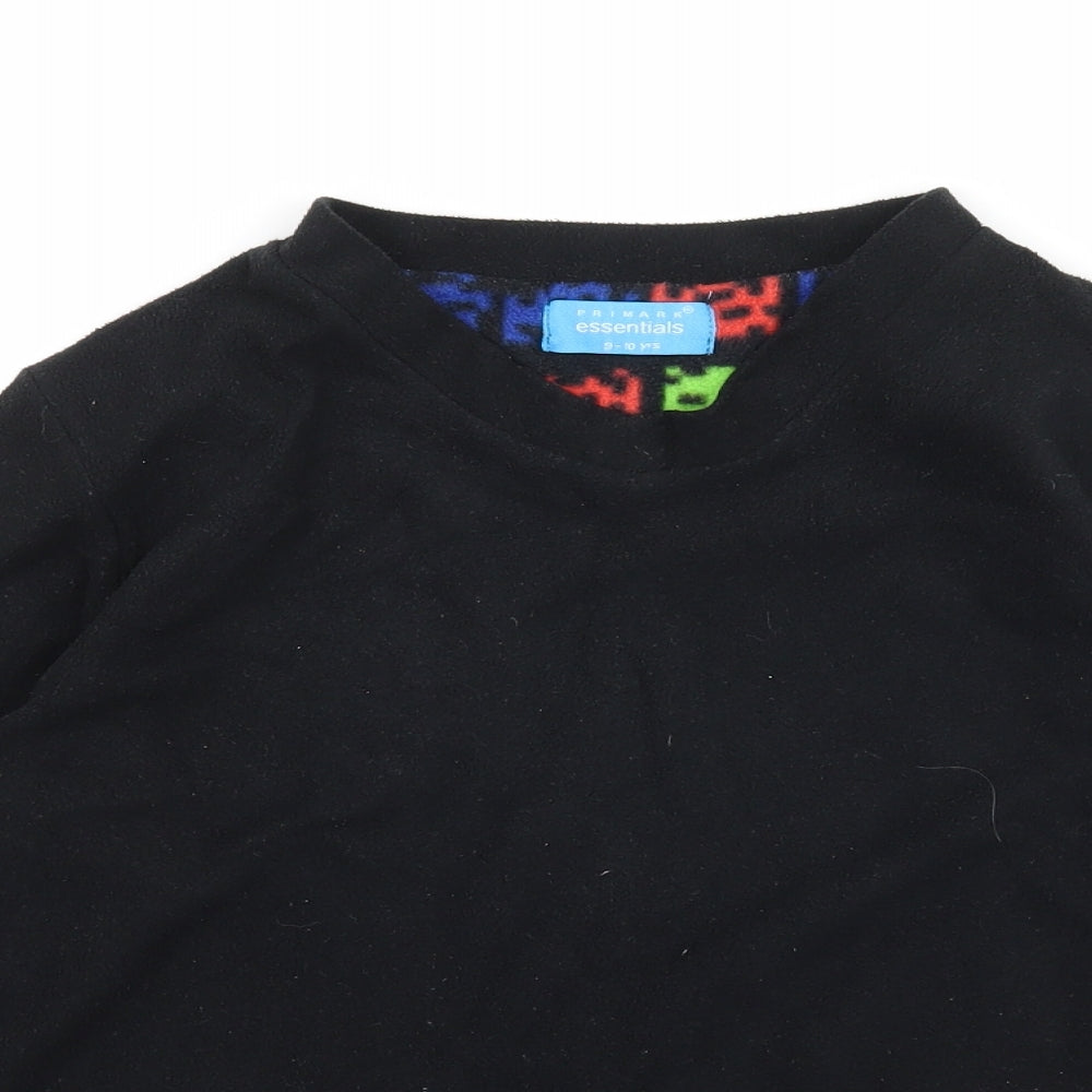Primark Boys Black Solid Fleece  Pyjama Top Size 9-10 Years