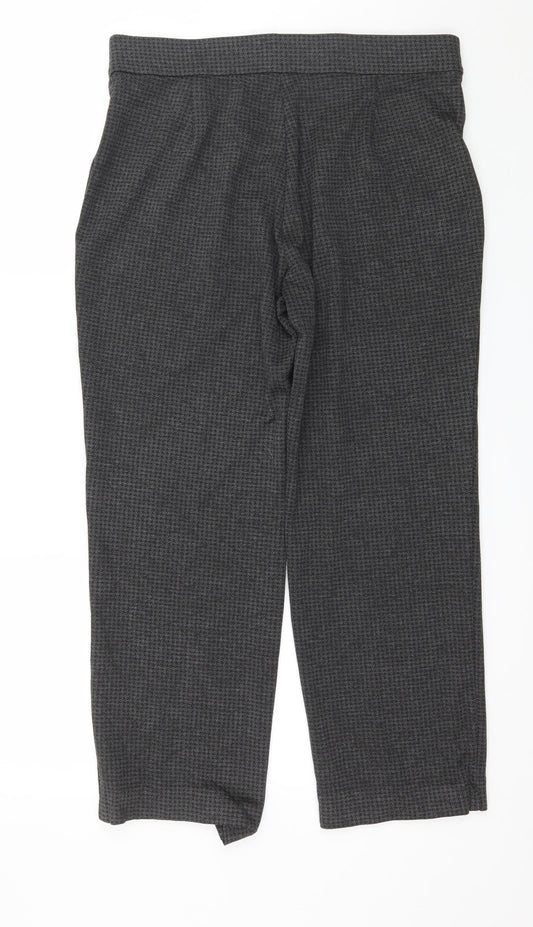 Marks and Spencer Womens Grey Houndstooth  Trousers  Size 14 L25 in