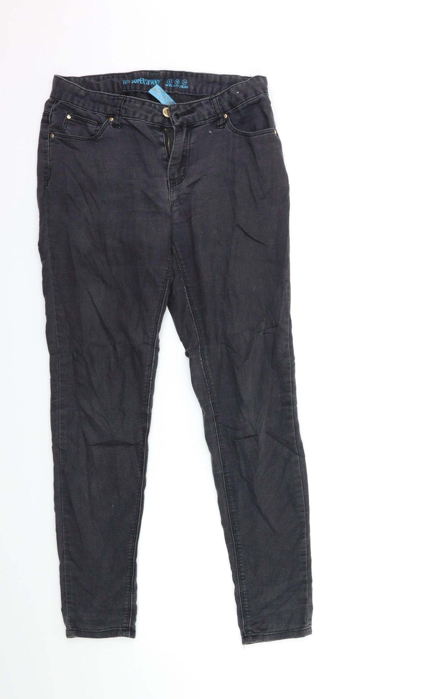 Denim & Co. Womens Grey  Denim Skinny Jeans Size 8 L28 in