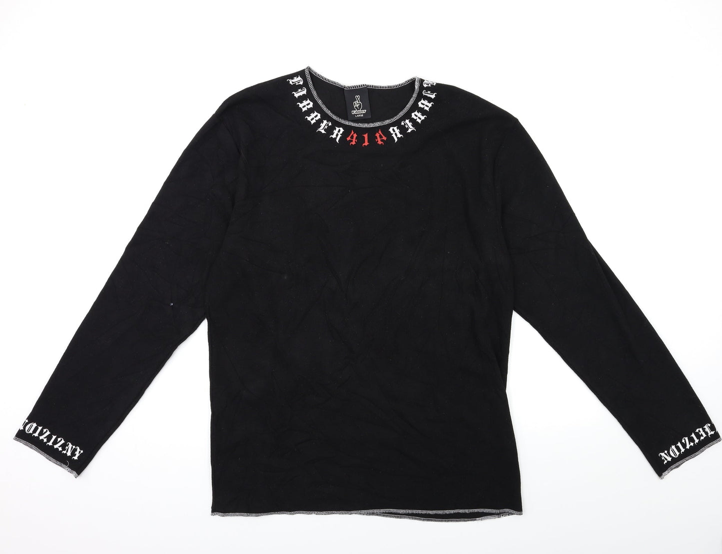 fibber Womens Black  Knit Pullover Jumper Size L