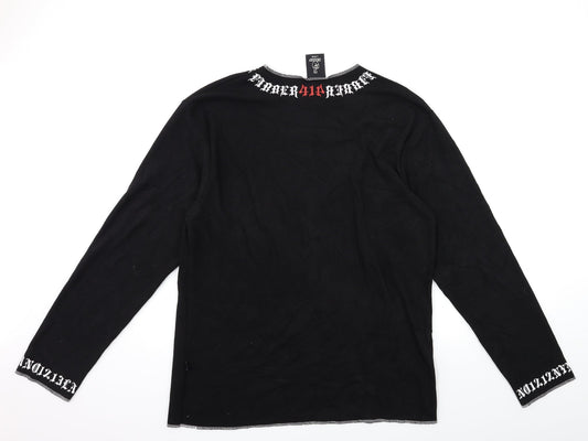 fibber Womens Black  Knit Pullover Jumper Size L