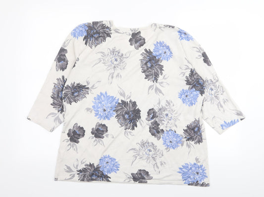 BM Womens White Floral  Basic T-Shirt Size L