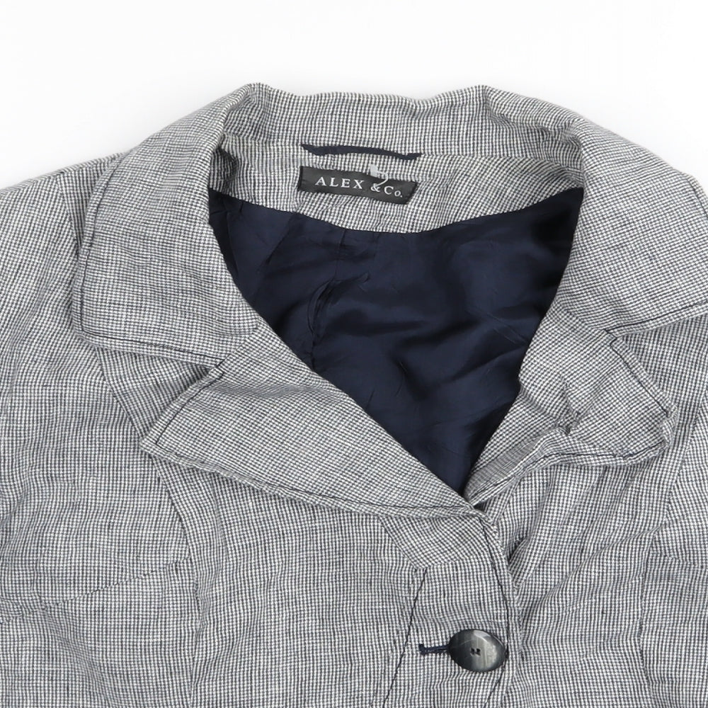 alex & co Womens Grey Check  Jacket Blazer Size 12
