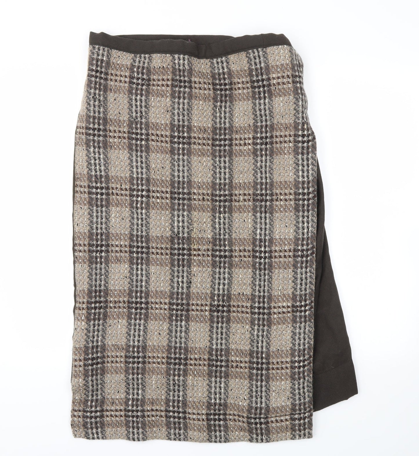 Preworn Womens Brown Check  Flare Skirt Size 34