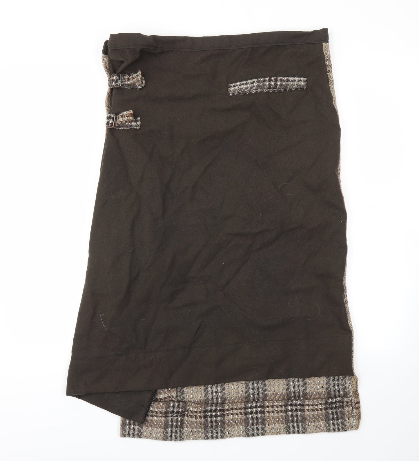 Preworn Womens Brown Check  Flare Skirt Size 34