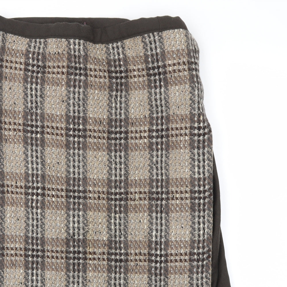 Preworn Womens Brown Check  Flare Skirt Size 34