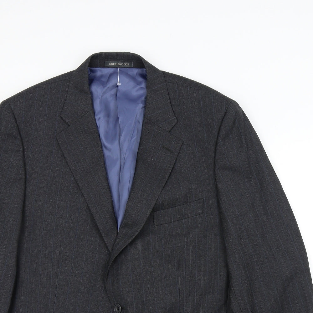 greenwood Mens Grey Striped  Jacket Suit Jacket Size XL
