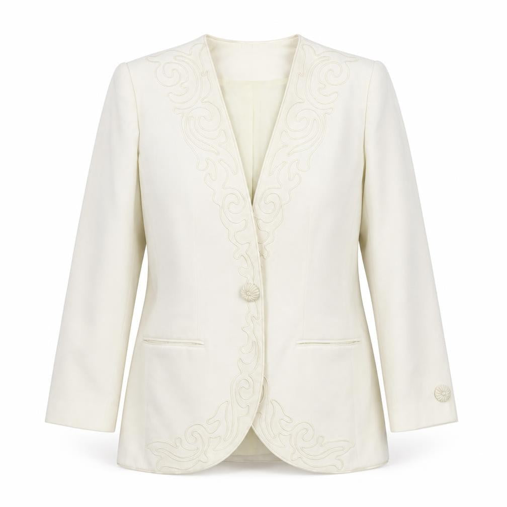 Kasper Womens Beige Colourblock  Jacket Blazer Size 8  - Embroidered