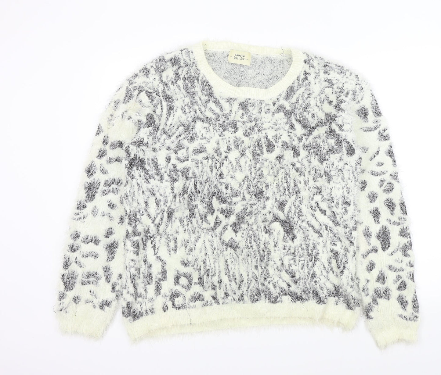 Papaya Womens Beige Geometric  Pullover Jumper Size 18