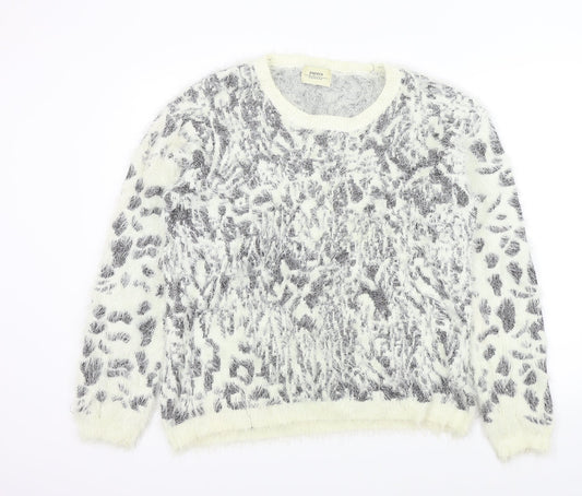 Papaya Womens Beige Geometric  Pullover Jumper Size 18