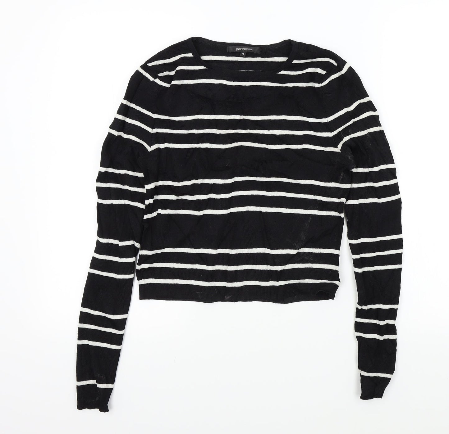Portmans Womens Black Striped  Pullover Jumper Size S