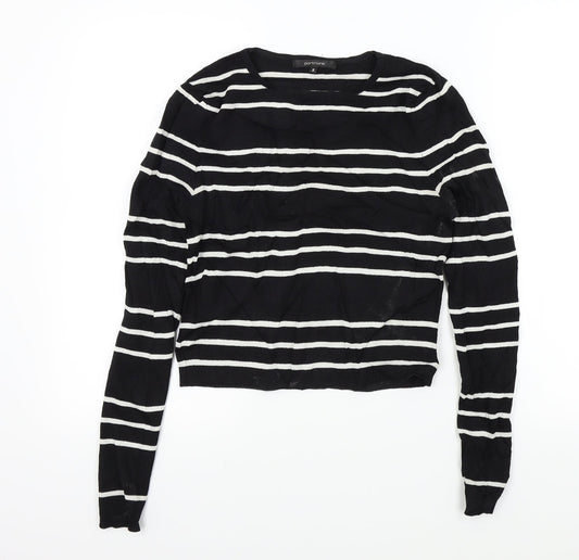 Portmans Womens Black Striped  Pullover Jumper Size S