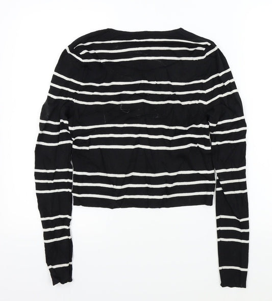 Portmans Womens Black Striped  Pullover Jumper Size S