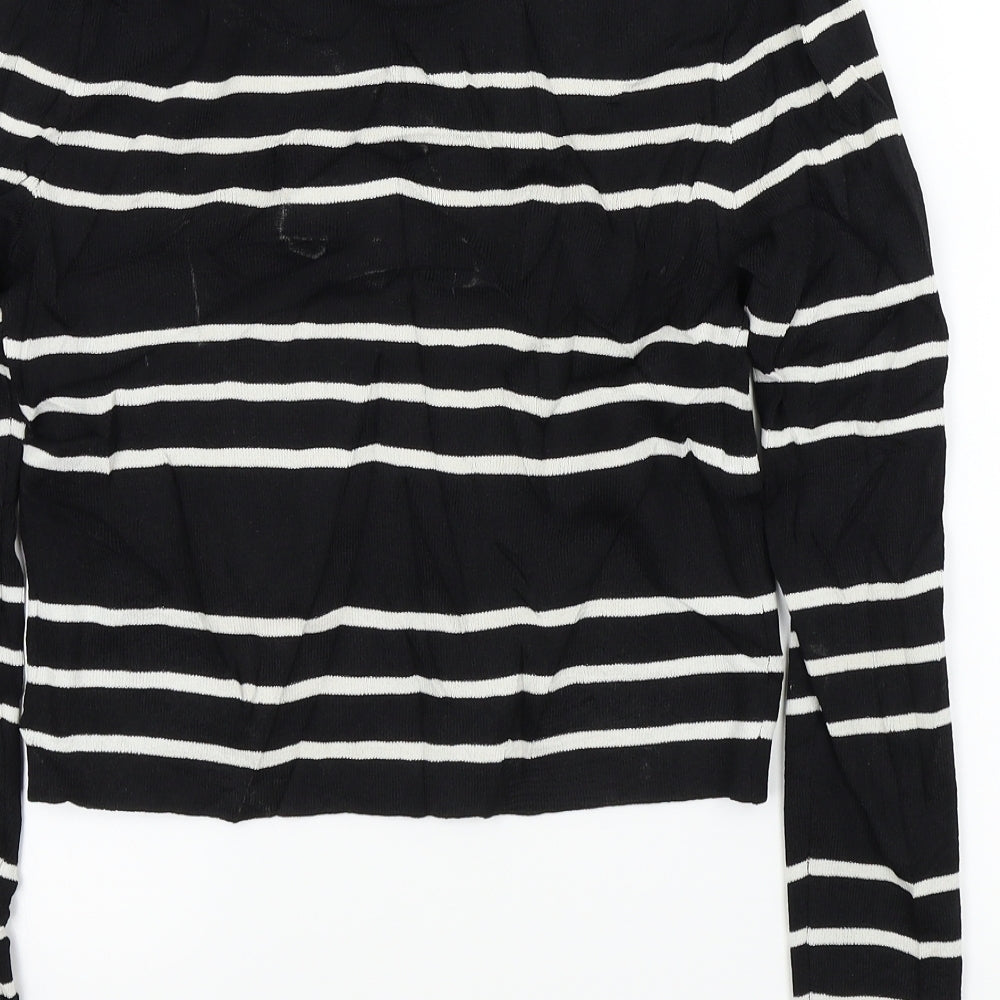 Portmans Womens Black Striped  Pullover Jumper Size S
