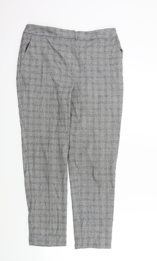 New Look Womens Grey Check  Trousers  Size 10 L25 in