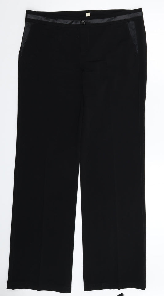 Oui Moments Womens Black   Dress Pants Trousers Size 14 L33 in