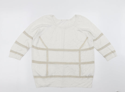 Marks and Spencer Womens White Striped  Pullover Jumper Size 12