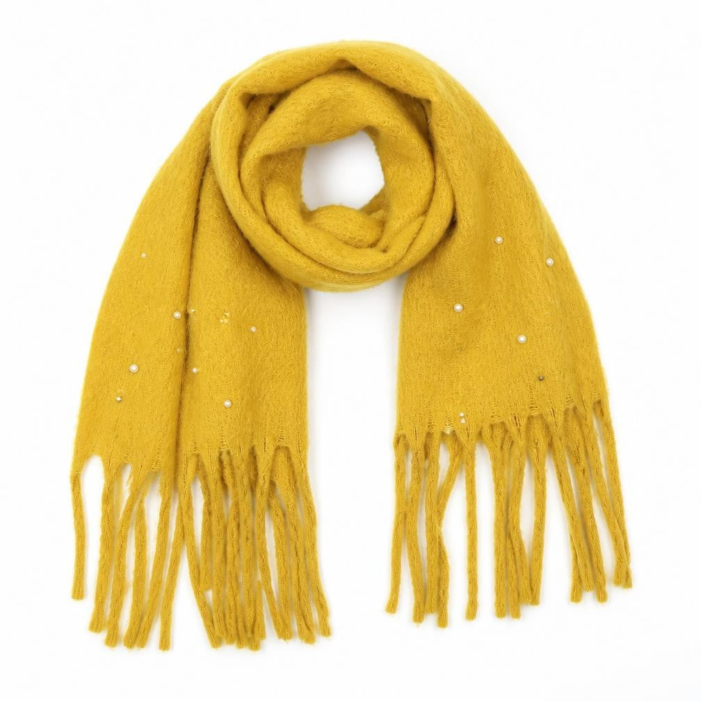 Preworn Womens Yellow Shawl/Wrap - Pearls