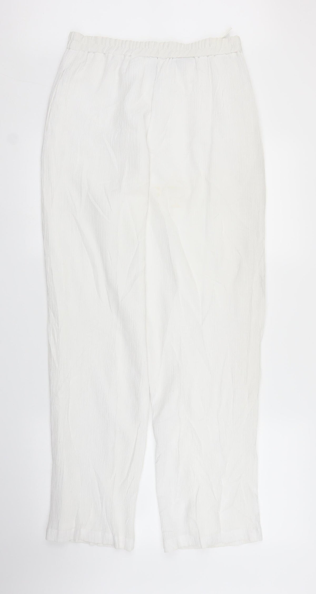 Back view of Canda women’s white bloomer trousers, size UK 12, 29-inch leg
